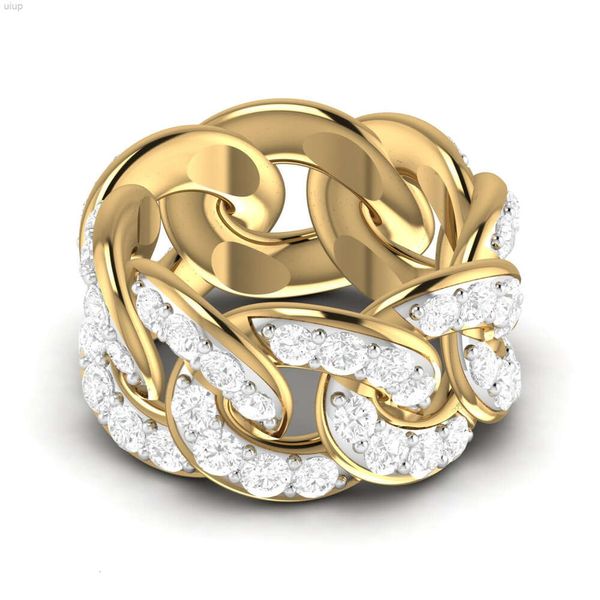 6.4 TCW Diamond Chain Link Chain Ring Rose White Gold Hip Hop Jóias personalizadas 2024 VENDAÇÃO AO