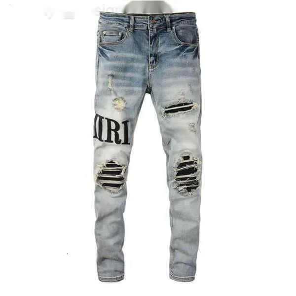 Calças de brim masculinas 2024 novas chegadas amirs dos homens de luxo denim jeans buracos calças jean coolguy biker calças homem roupas 911 813