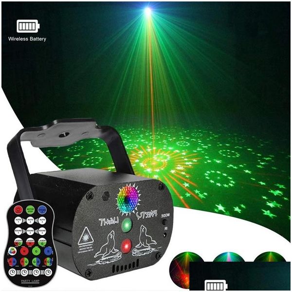 Iluminação a laser LED Projetor de palco a laser Rgb Controle de voz Música Luz de discoteca Família Festa de aniversário Feixe de som ativado Flash Dj Lâmpada Dhlrb