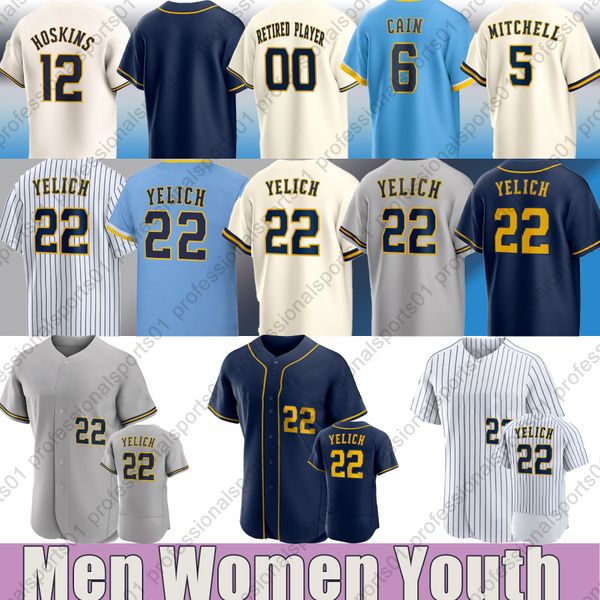 22 Christian Yelich Jersey 5 Garrett Mitchell Beyzbol Formaları Joey Wiemer Milwaukees Brice Turang Willy Adames Brewers Robin Yount Jesse Winker Corbin Burnes Rowd