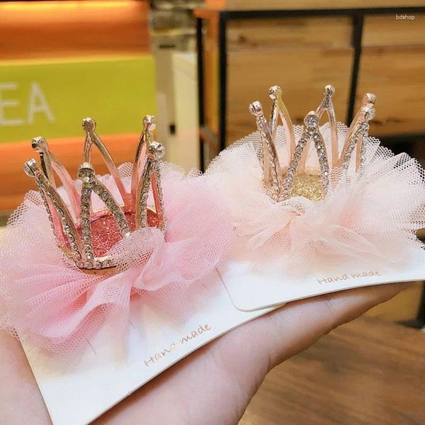 Acessórios de cabelo criativos crianças hairpin sul coreano meninas princesa malha flor 3d coroa bonito menina headwear