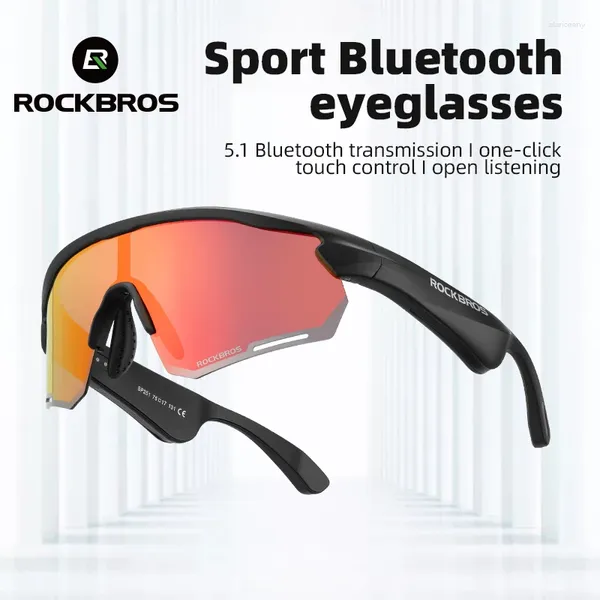 Уличные очки ROCKBROS, поляризационные полихромные велосипедные очки, беспроводные Bluetooth-солнцезащитные очки, MP3, спортивные очки UV400