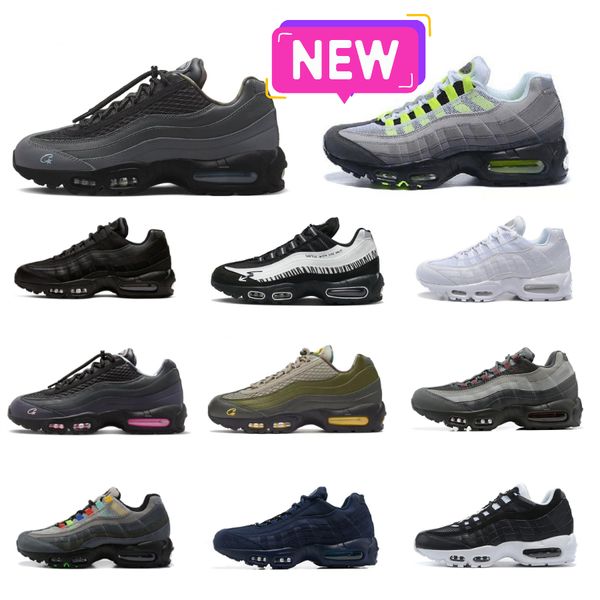 Treinadores 95 Mens Esportes Sapatos Casuais 95S Clássico OG Triple Corteiz Aegean Storm Solar Red MAXs Preto Branco Azul Neon AIRS Cortiça Ganancioso Escuro Fumaça Cinza Tênis Tênis V8