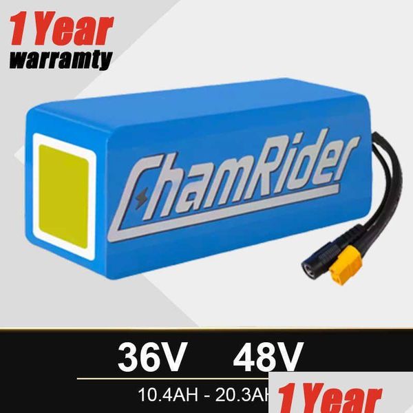 Baterias Chamrider 36V Bateria 10Ah Ebike 20A BMS 48V 30A Pacote de Lítio para Bicicleta Elétrica Scooter Drop Delivery Baterias Eletrônicas Dhspk