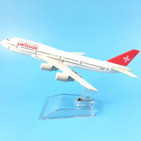 16 centimetri in lega di metallo Swiss Air Swissair Airlines Boeing 747 B747 200 Airways Modello di aereo Modello di aereo W Stand Regalo di aereo 240307