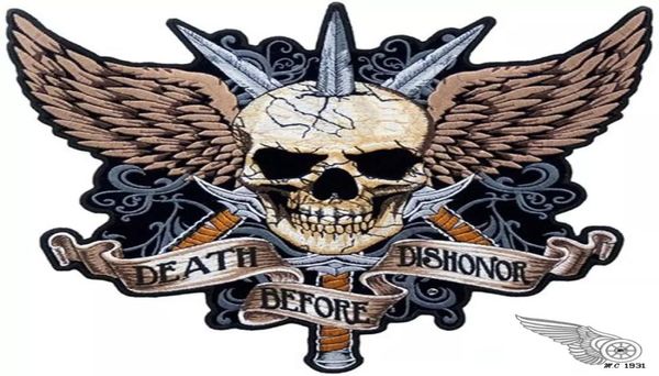 Kılıç Kafatası Ölümü Dishonor Punk Motosiklet Biker Kulübü Mc Back Ceket Motosiklet Yarışı İşlemeli Yamalar 1632431