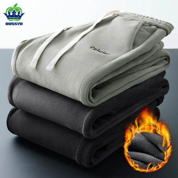 Calças de inverno novo Aoli Velvet Fabric lã calças casuais quentes trabalham moda corea grossa migrando as calças de carga de cargo masculino s4xl