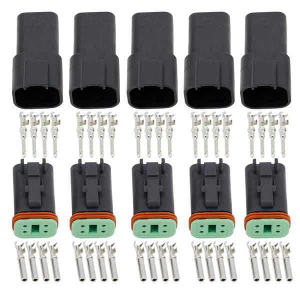 Preto 5 Conjuntos 4 Pinos DT044PDT064S Automóvel à prova d'água fio elétrico Deutsch Conector plug2595614