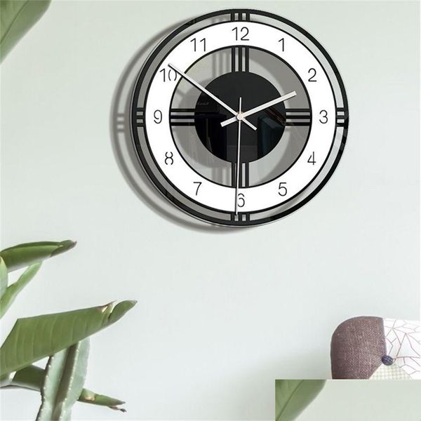 Orologi da parete Orologi da parete silenziosi semplici alla moda in stile nordico per la decorazione domestica Orologio tipo bianco nero Orologio al quarzo Design moderno Timer 220303 Dheko