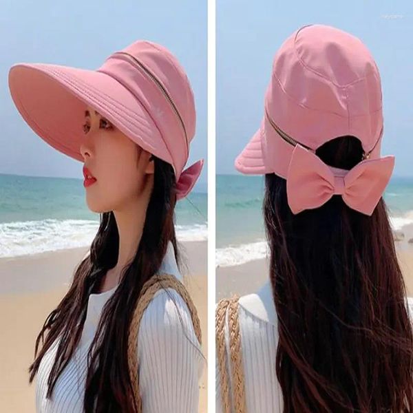 Breite Krempe Hüte Sommer für Frauen Sonnenschutzkappen Outdoor Radfahren Abnehmbarer Reißverschluss Zylinder Gorro Beach