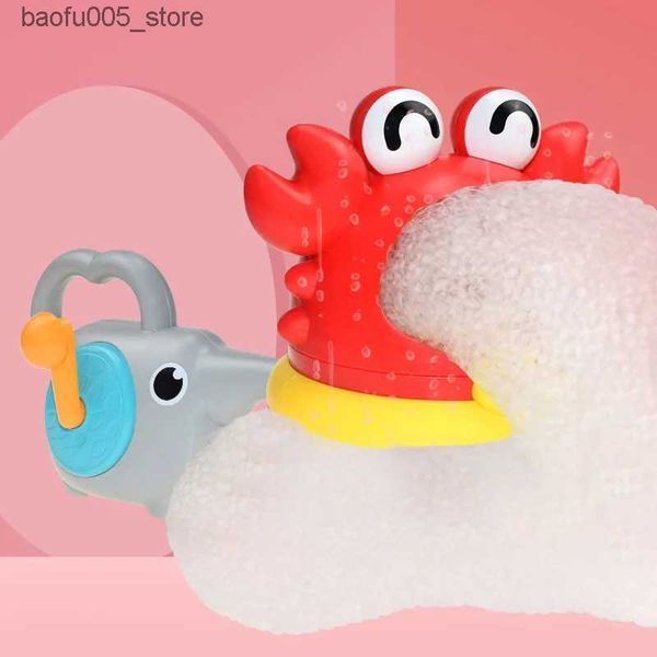 Giochi di novità Giocattoli da bagno per bambini Bolla gonfiabile per bambini vasca da bagno per bambini deodorante per ambienti produttore di schiuma per esterni simpatico cartone animato squali e granchi bagno Q240307