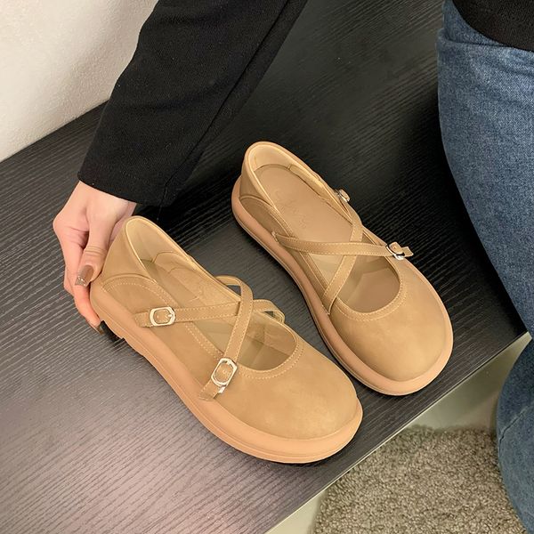 Top Quality Designer Clássico Casual Correndo Super Fire Cabeça Redonda Mary Jane Boca Rasa Trespassado Flat com Little Lady Shoes 208 353