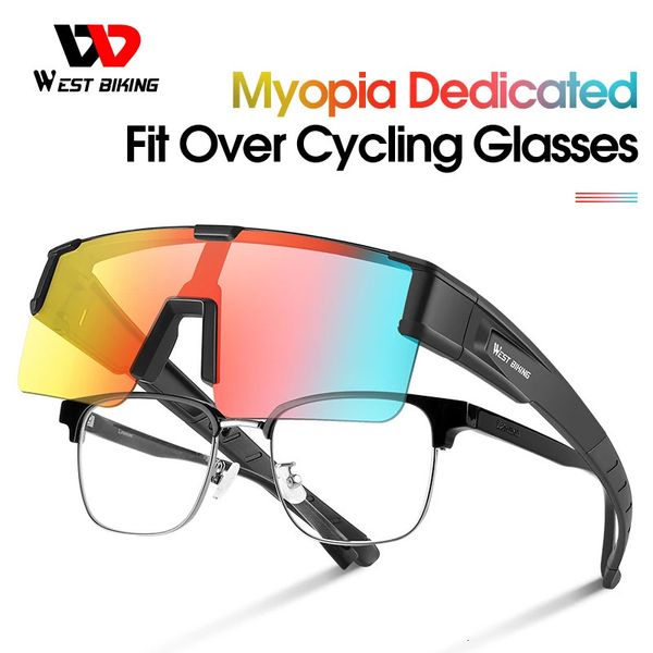 WEST BIKING Pochrome Fahrradbrille passt über kurzsichtige Sonnenbrillen, UV 400, polarisierte Angel-Fahrradbrille, coole ästhetische Brille, 240307