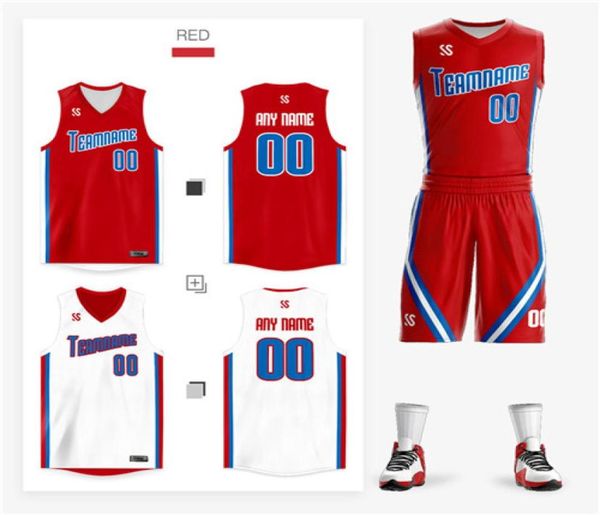 Ucuz Gençlik Koleji Çift Basketbol Formaları 2020 Men Çocuk Nefes Alabilir Özel Basketbol Üniformaları Gömlekler Set Büyük Beyaz Blac4963249