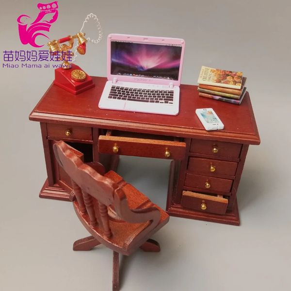 1 12 кукольный домик деревянная мини-мебель для кабинета офисный стол стул письменный стол очаровательный диван для 1 8 bjd кукла 240305