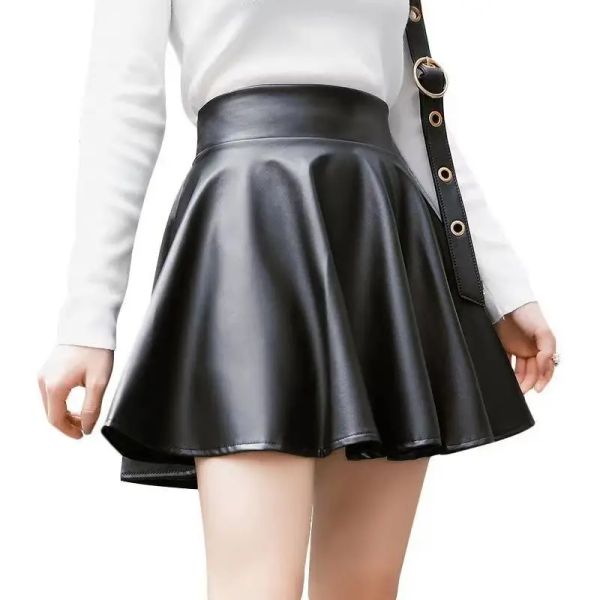 Saia nova saia de outono casual feminino padrão saco hip magro quente menina saia plissada preto saia de couro do plutônio bonito vestido de rua y2k curto