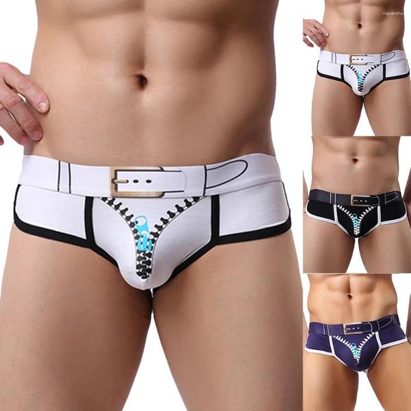 Unterhosen 2024 Hose Herren Sexy Unterwäsche Mode Ptinted Reißverschluss Männliche Männer Tanga Knickers Männer Kurze Shorts