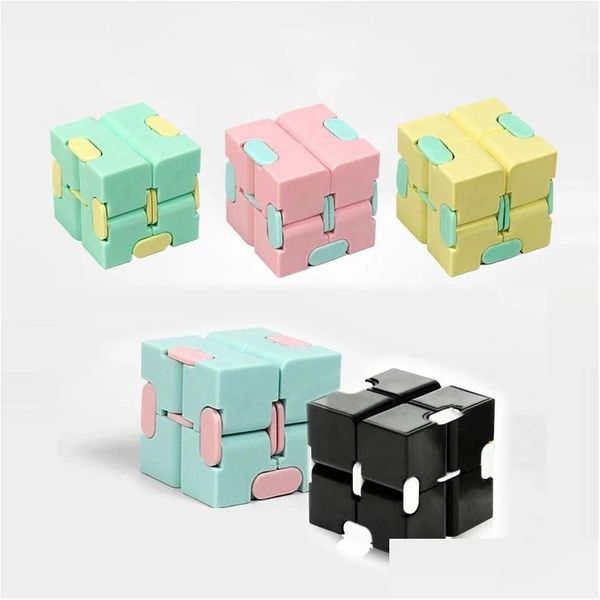 Dekompressionsspielzeug Infinity Cube Candy Color Fidget Puzzle Anti Dekompressionsspielzeug Finger Handspinner Lustiges Spielzeug für Erwachsene Kinder ADHS Relie Dhqkz