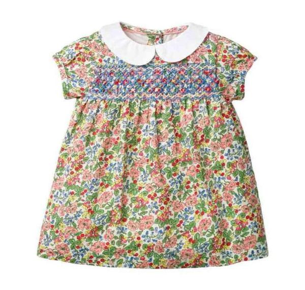 Espanha crianças roupas criança smocked vestidos para meninas bebê peter pan colar smocking vestidos crianças feito à mão vestido bordado 2106237006