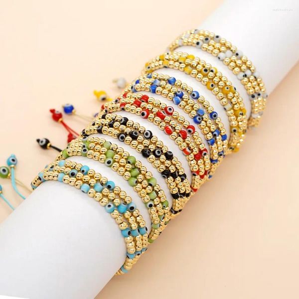 Braccialetti con ciondoli Go2boho Occhio barocco Multistrato Donna Pulsera Gioielli Moda Boho Fatti a mano Stringa di amicizia Perline placcate oro