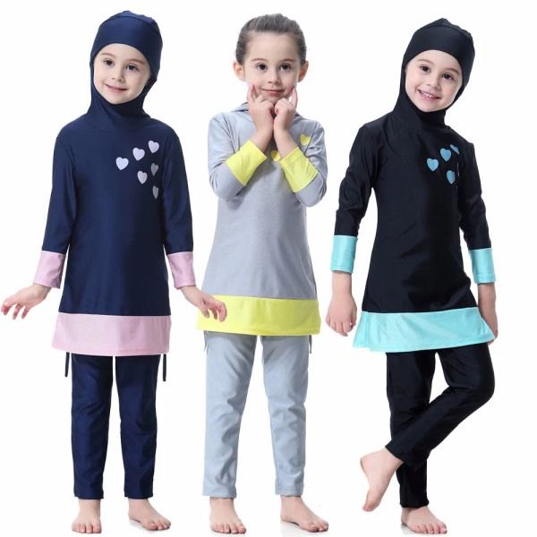 Roupa de banho de duas peças para crianças, roupa de banho para meninas, trajes de banho para bebês, roupa de banho muçulmana para crianças