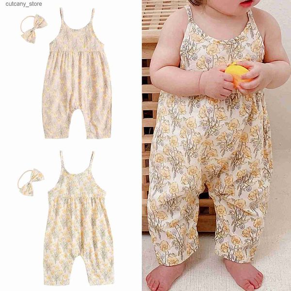 Overalls Neugeborene Kleinkind Mädchen Sommer Floral Mädchen Baby Kleidung Hosen Cartoon Äste Und Strampler Baby Mädchen Hemd Kleid Mädchen L240307