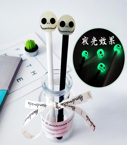 36PCSlot Luminous Skull Skeleton Gel Stift 05mm Schwarz Student Gel Stift Kawaii Schule Liefert Schreibwaren 2012026240626