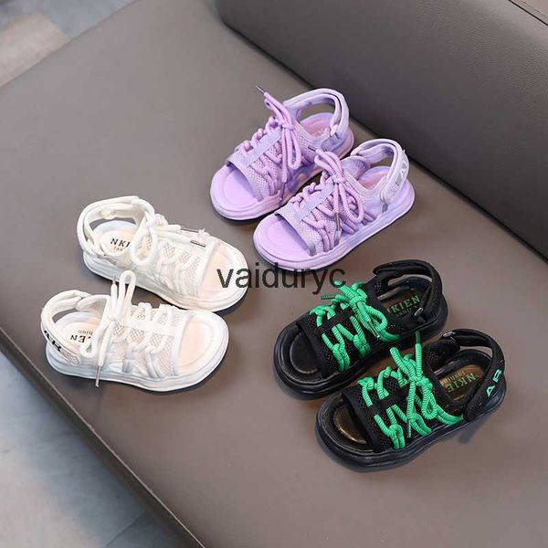 Sandalen Bonbonfarbene Kindersandalen Mesh atmungsaktiv 2023 Sommer neue weiche Sohlen Mädchen Strandschuhe Jungenschuhe koreanische VersionH240307