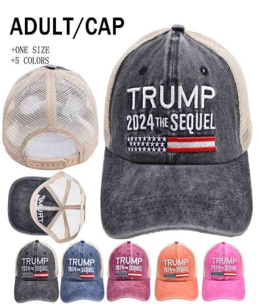 İşlemeli 2024 Trump Beyzbol Kapağı Şapkalar Kapaklar Pamuk Seçim Güneş Yaz Kova Şapkası Bebek Palografi Beanies 5color G70ZO698885001