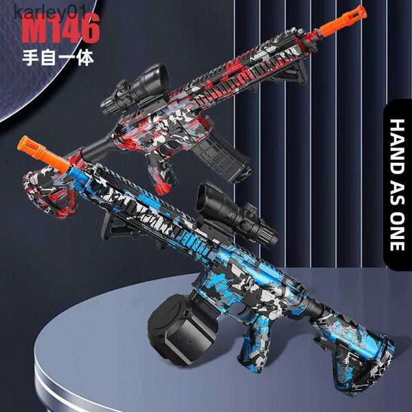 Gun Toys Spielzeugpistole 7,4 V Hochgeschwindigkeits-Burst M416 Gelball mit orangefarbenem Stecker und Doppelmagazin für interaktive Eltern-Kind-Spiele im Freien.Sam yq240307