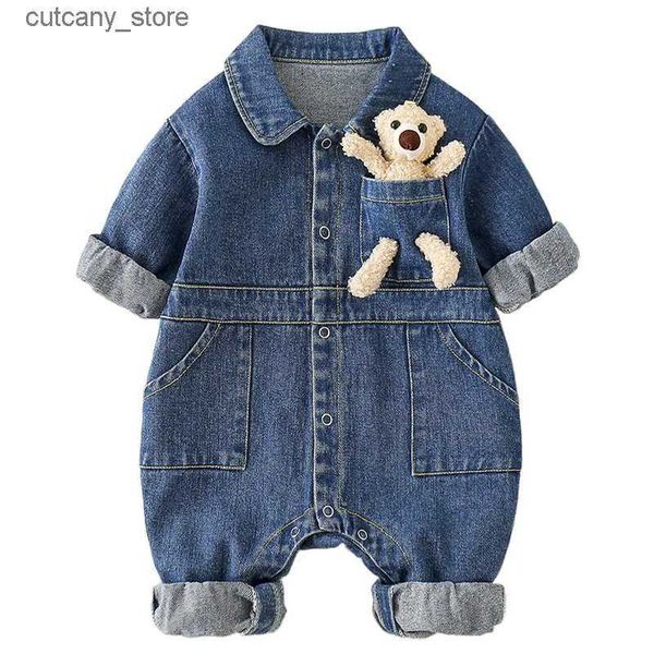 Overalls Baby Frühling Kleidung Neugeborenen Denim Overall Ausländischen Stil Männliche Baby Kleidung Frühling und Sommer Ausgehen Strampler Klettern Kleidung L240307