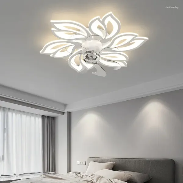 Luzes de teto sala de jantar quarto nórdico arte moderna design em forma de pétala lâmpada de cabeça móvel ventilador tudo-em-um luz