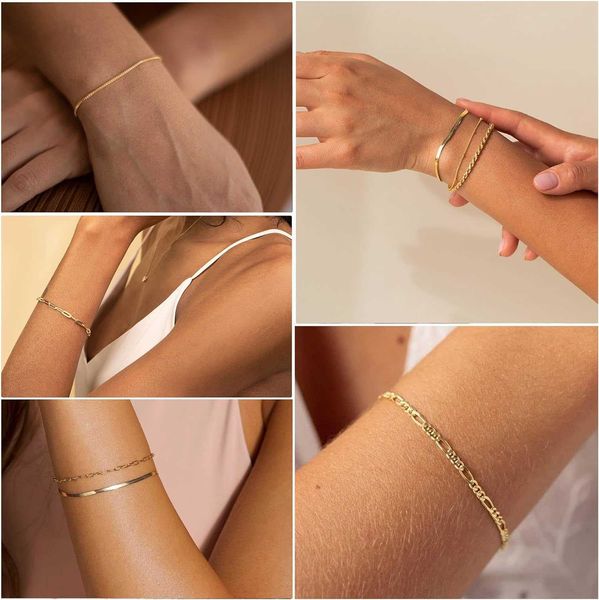 Dearmay Womens Gold Bracciale impermeabile 14k Vero gioielli in oro set da donna Fashi