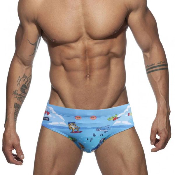 Bademode Surfing Tiger Bademode Herren Sexy Badehose Badeanzüge Unterwäsche Wassersport Board Strandshorts Badeanzug Cartoon Blaue Hose