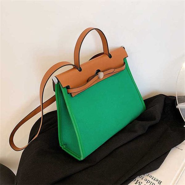 Outlet di fabbrica al 70% su tela stile college borsa a tracolla borsa da donna per il tempo libero in colore a contrasto in vendita