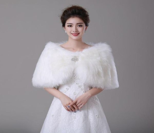 2016 Fauxe Fur Bridal Arps Jackets Болеро украл вечерний зимний свадебный выпускной тромб, накидки шампанские красные белые слоновые кости дешевые аксессуары 6208189