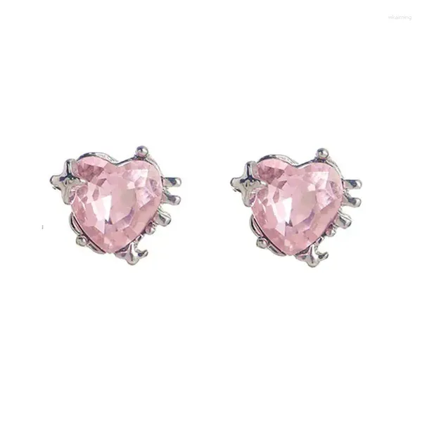 Baumelnde Ohrringe 10 Paare/Los Großhandel Modeschmuck Lava Metall Rosa Kristall Herz Für Frauen