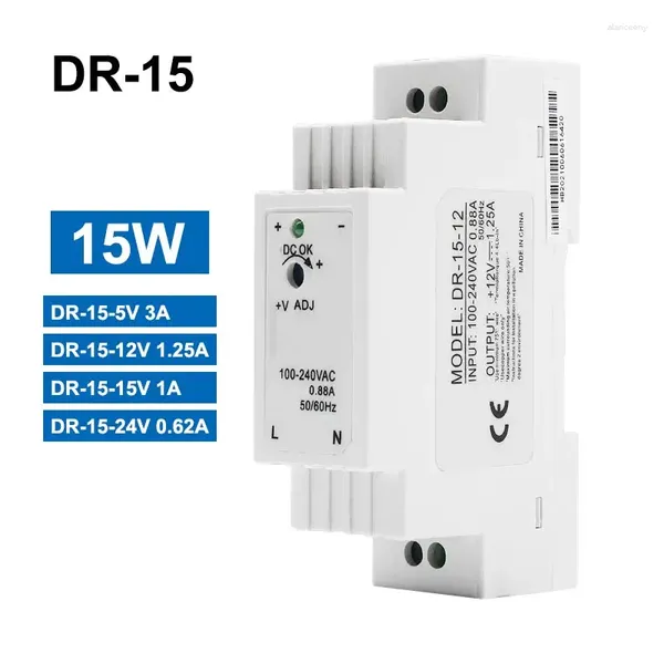 Smart Home Control DC 12V 24V Schaltnetzteil Schienentyp Kleines Volumen DR-15-0,63A 1,25A 5V 15V Transformator 15w