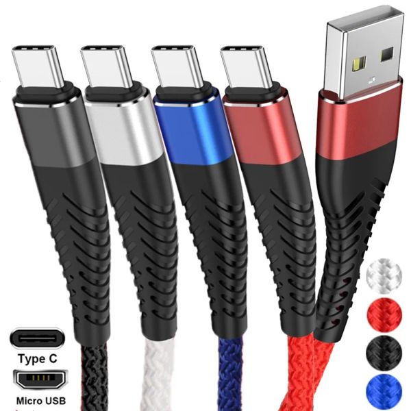 5V 3A Schnellladekabel 1m 2m 3m Micro Typ C geflochtenes Legierungs-USB-Kabel für Samsung S8 s20 s10 s21 HTC Android-Handy