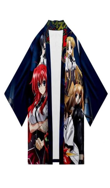 Highschool dxd hyoudou issei rias gremory ásia argento 3d verão feminino blusa de manga três quartos estilo streetwear quimono eth6626387