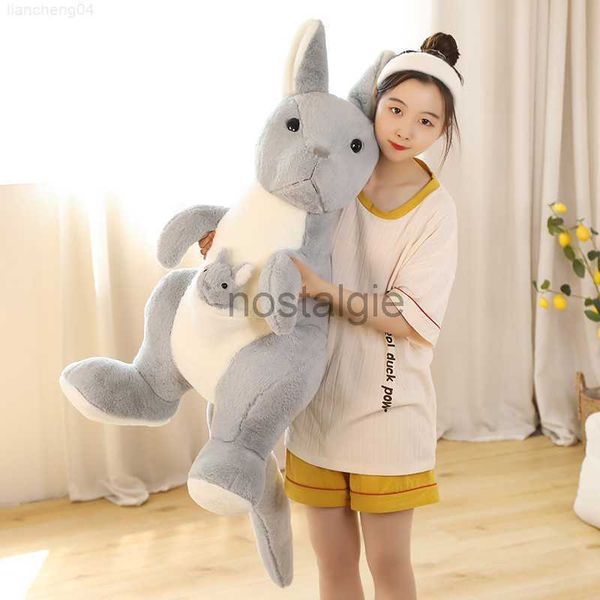 Animais 60-150cm tamanho gigante canguru brinquedos mãe recheado lifelike animal boneca de pelúcia criativo travesseiro casa decro presente para menina menino l230707 240307