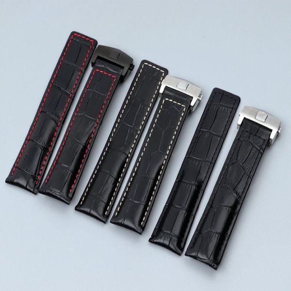Armband für Herrenuhren, 22 mm, echtes Leder, Luxus-Uhrenarmband für Armbanduhren der Fit TAG-Serie, Armband mit Faltschließe bu310G