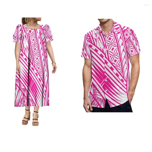 Abiti da festa 2024 Design con maniche a sbuffo Abito da donna Camicia da uomo vintage polinesiana di alta qualità