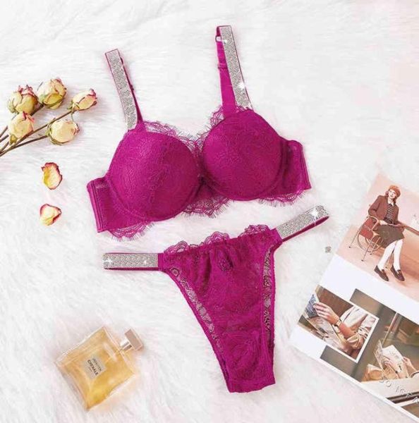 2 adet bikinis seti mektup seksi bras ren iç çamaşırı kadın set pembe konfor push artı beden sütyen külot iç çamaşırı seti g11237015305