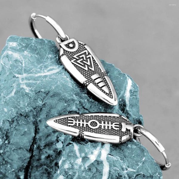 Baumelnde Ohrringe 316L Edelstahl Nordic Viking Speer Tropfen Vintage Valknut Rune Amulett Herren Charm Schmuck Geschenke Großhandel