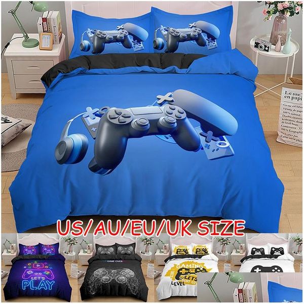 Bettwäsche-Sets Spiele Tröster Er Gamepad Bettwäsche-Set für Jungen Kinder Video Modern Gamer Konsole Quilt 2 oder 3 Stück 201127 Drop Lieferung Hom Dh5Ic