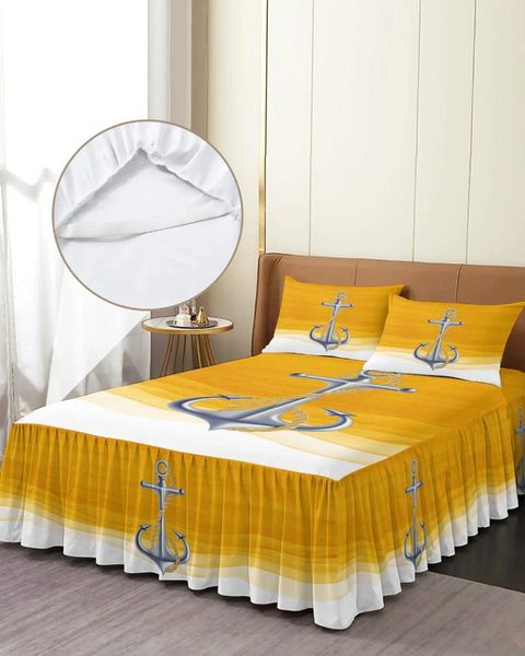 Gonna da letto Ocean Gradual Anchor Ginger Copriletto elasticizzato con federe Coprimaterasso Set lenzuolo