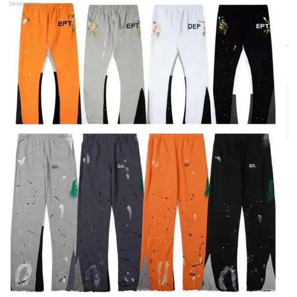 2024 New Designer Jeans Mens Calças Roxas Galerias Sweatpants Dept Speckled Print Womens Casal Solto Versátil Calças Artificiais Femininas Sweatpants Depts Reino Unido