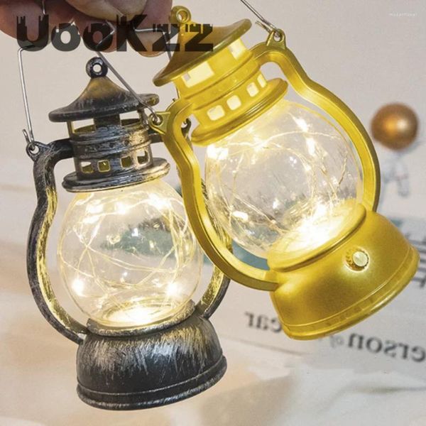 Castiçais criatividade lanterna para mesa retro lâmpada de querosene sem chama desktop castiçal lustre natal decoração casa