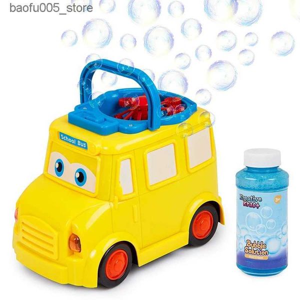 Giochi di novità Giocattoli da bagnetto per bambini Macchina per bolle per bambini Soffiatore automatico di bolle per bambini piccoli e neonati Creatore di bolle per scuolabus interno ed esterno Q240307